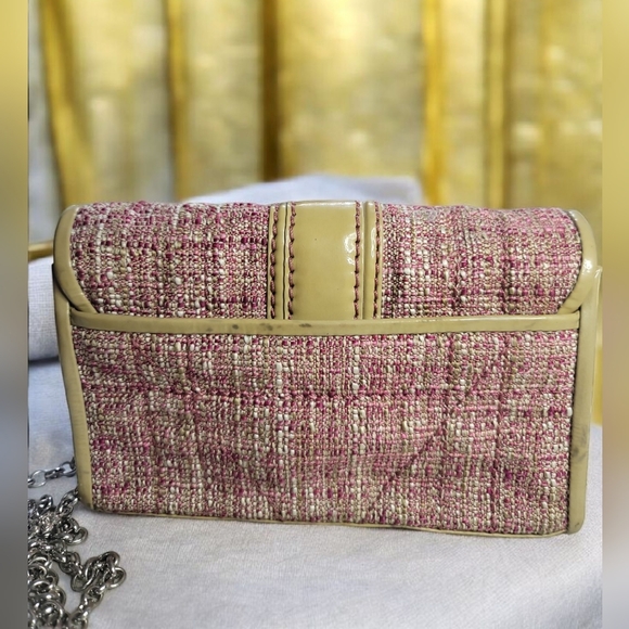 Brighton VTG Juliette Tweed Crossbody/Shoulder Bag With Floral Accent Chain - Picture 5 of 12